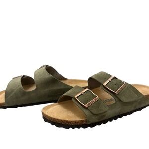 NWT Birk-style Green Suede Slip-On Clogs Size 43